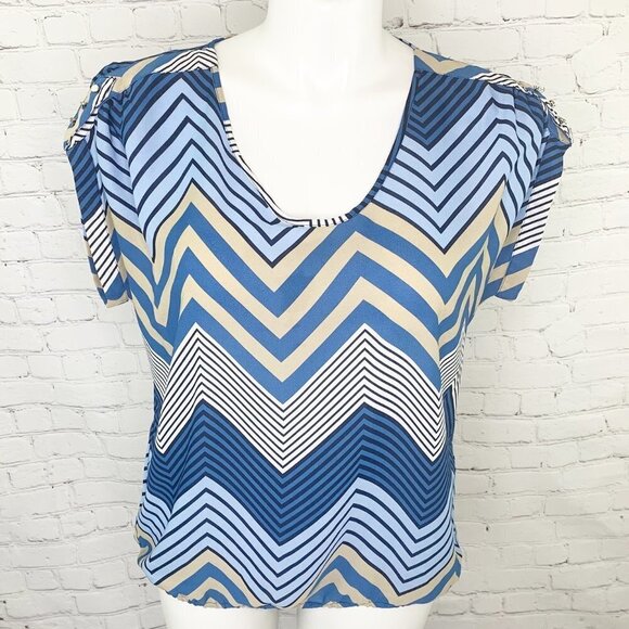 ZAC AND RACHEL BLUE CHEVRON STRIPE SLEEVELESS TOP - XL - Picture 1 of 5